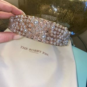 The “Zea”  Ivory pearl and bronze bridal headband